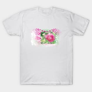 Pink Hollyhock Design T-Shirt